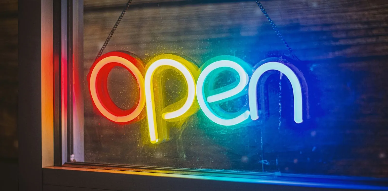 Colorful neon open sign