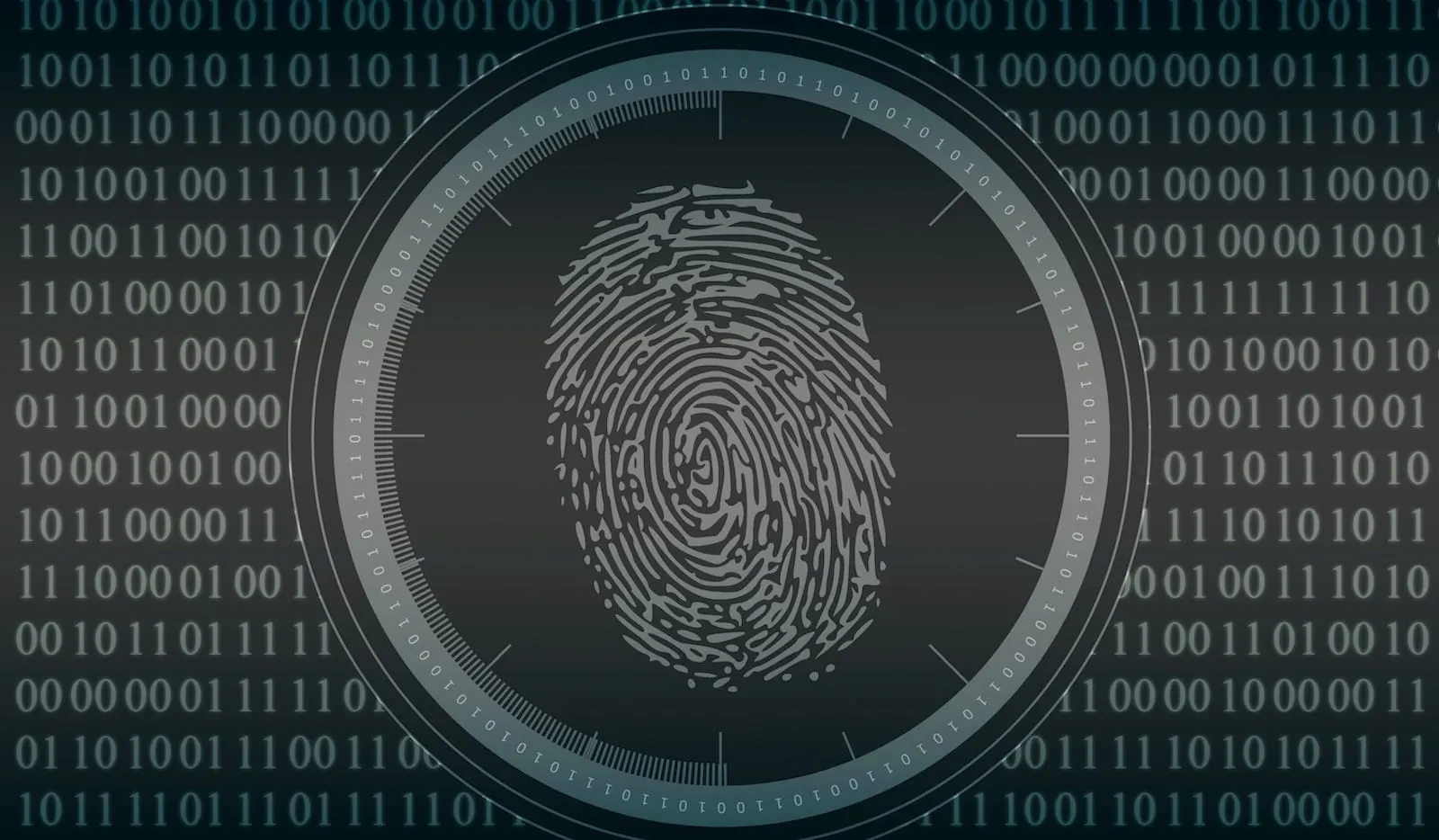 Black-and-white fingerprint on binary background