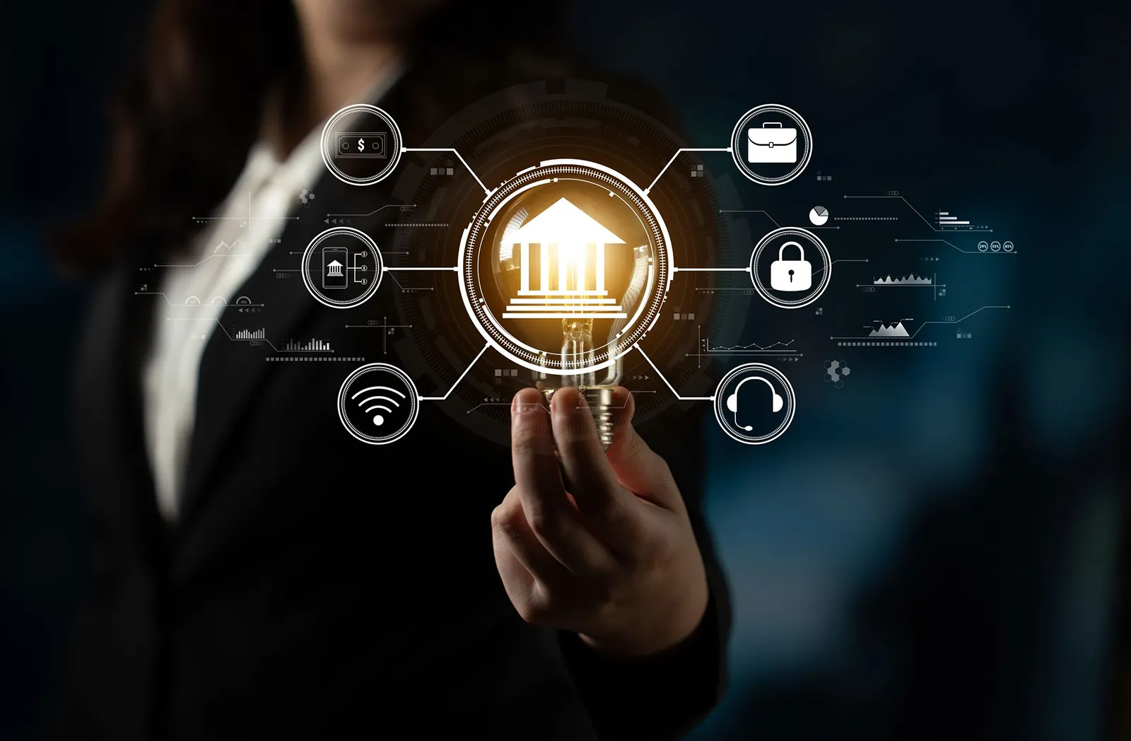 Computer image of financial apps