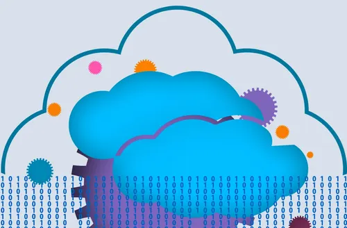 Blue clouds with colored gears