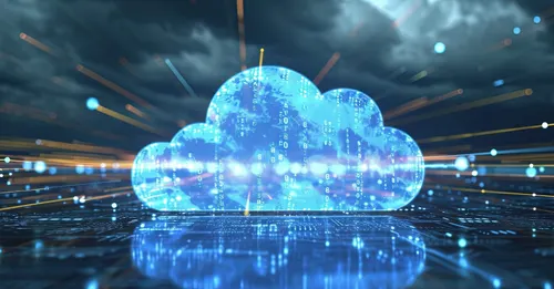 Blue cloud on dark network landscape