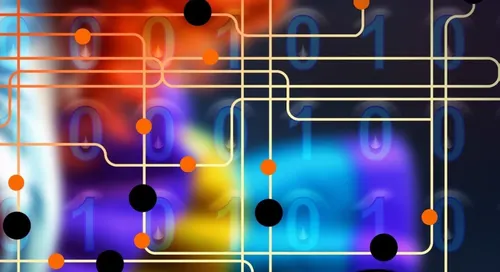 Network pathways on colorful binary background