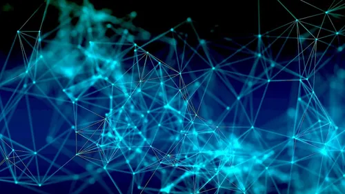 Blue nebulous network on black background