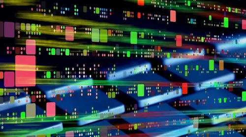 Red and green lights on large display