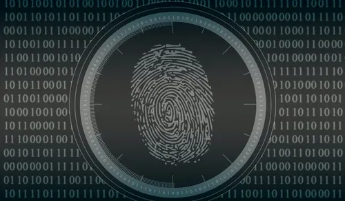 Black-and-white fingerprint on binary background