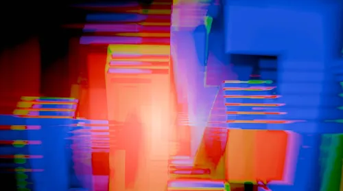 Orange and blue light cubes