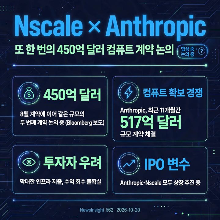 ⚡ Nscale과 Anthropic, 또 한 번의 450억 달러 컴퓨트 계약 논의