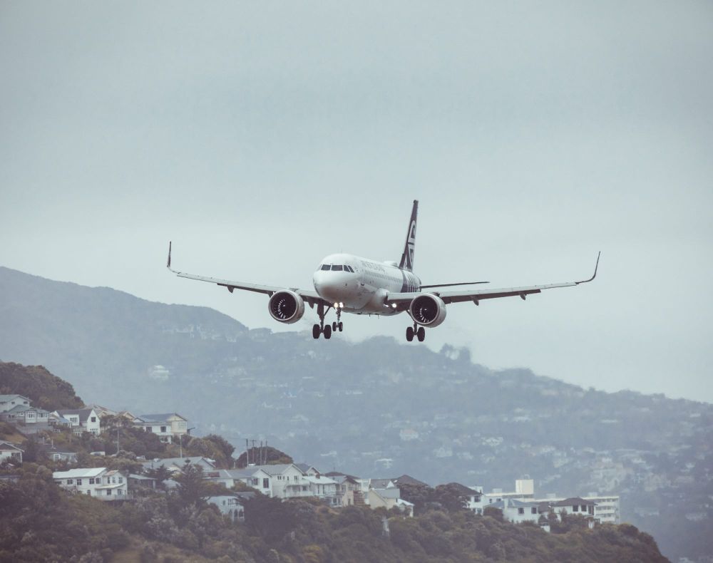 Air New Zealand over the suburbs of Wellington post image