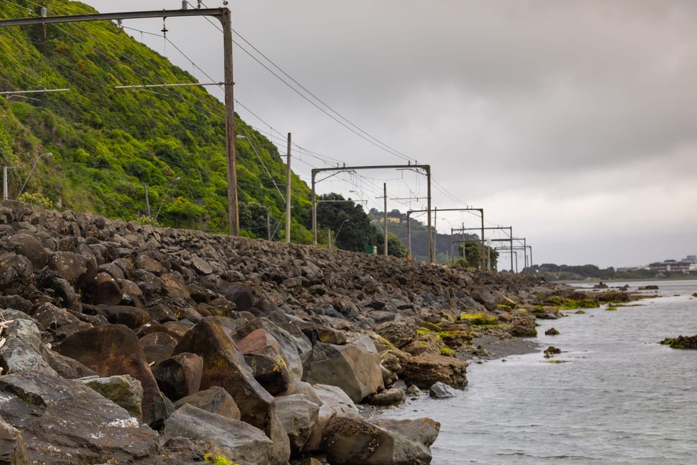 Train tracks along the rocky coast post image