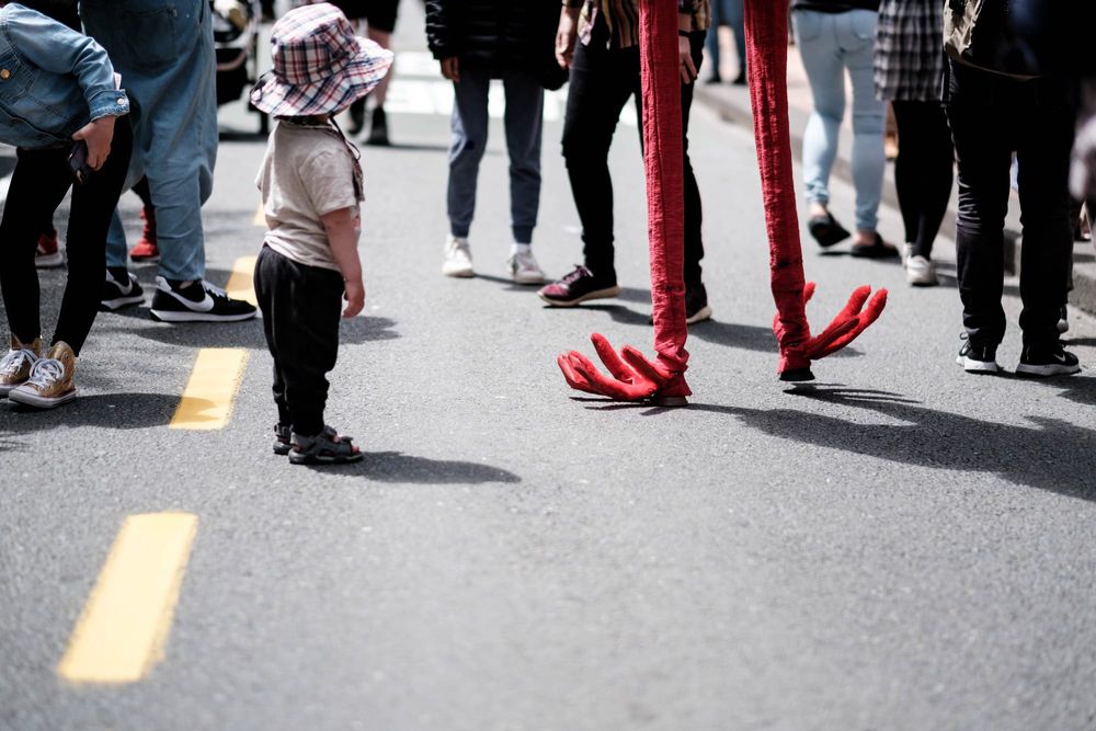 Toddler watching bird costume post image