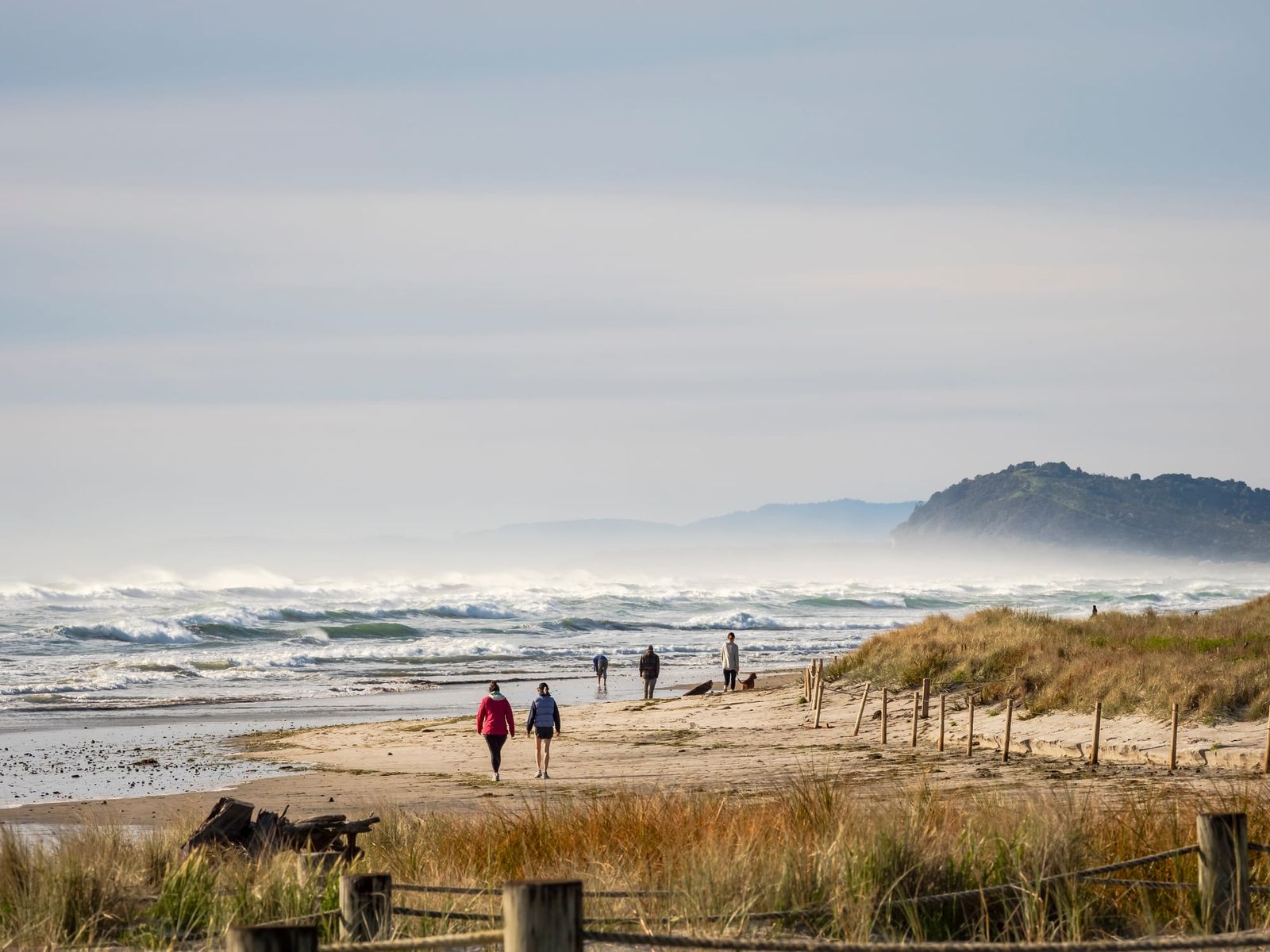 Beach people morning walk