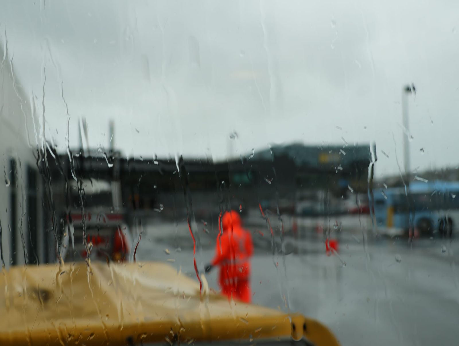 Through the glass: Rain at Wellington Airport