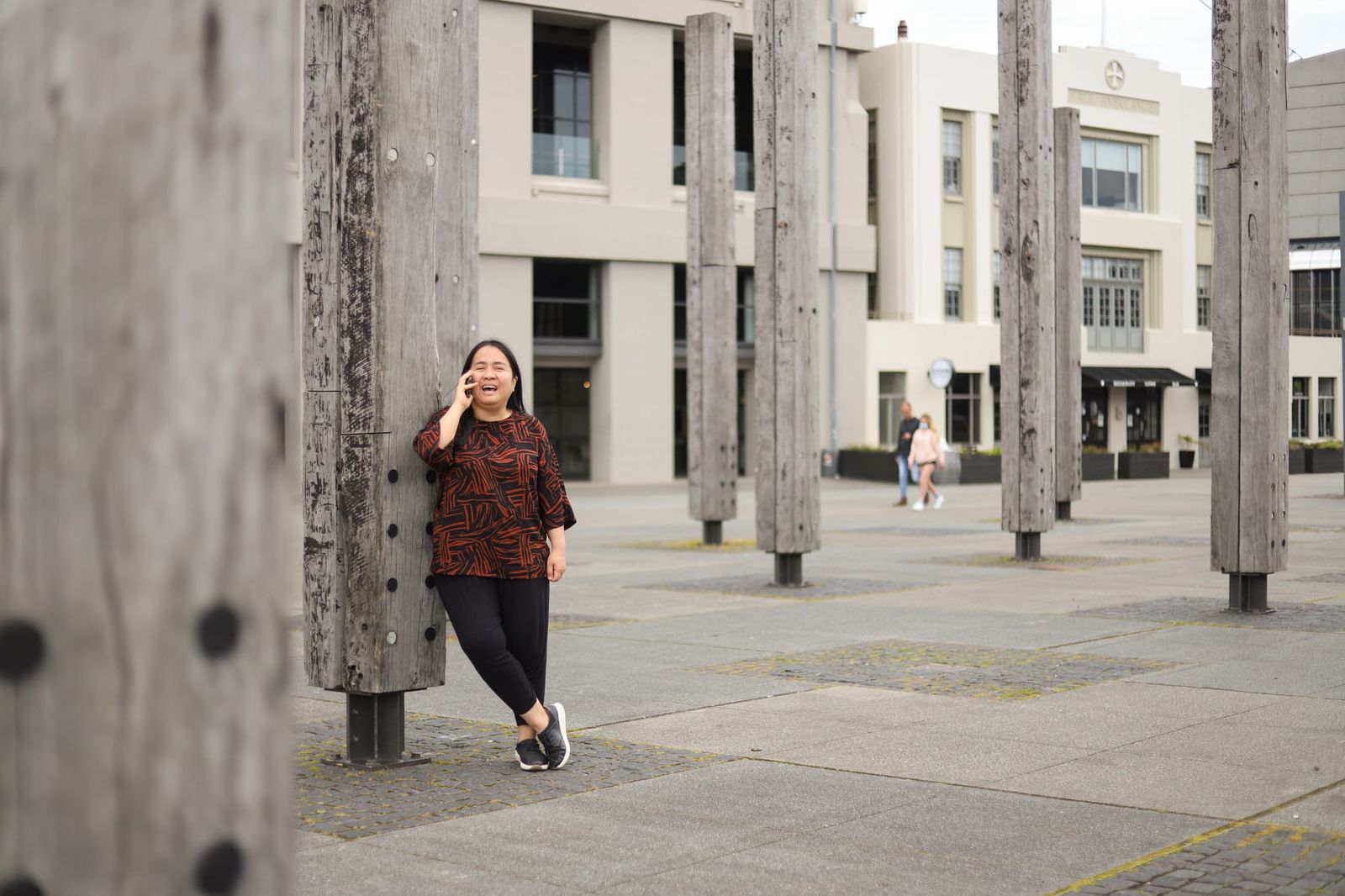 Woman talking on the phone outdoors