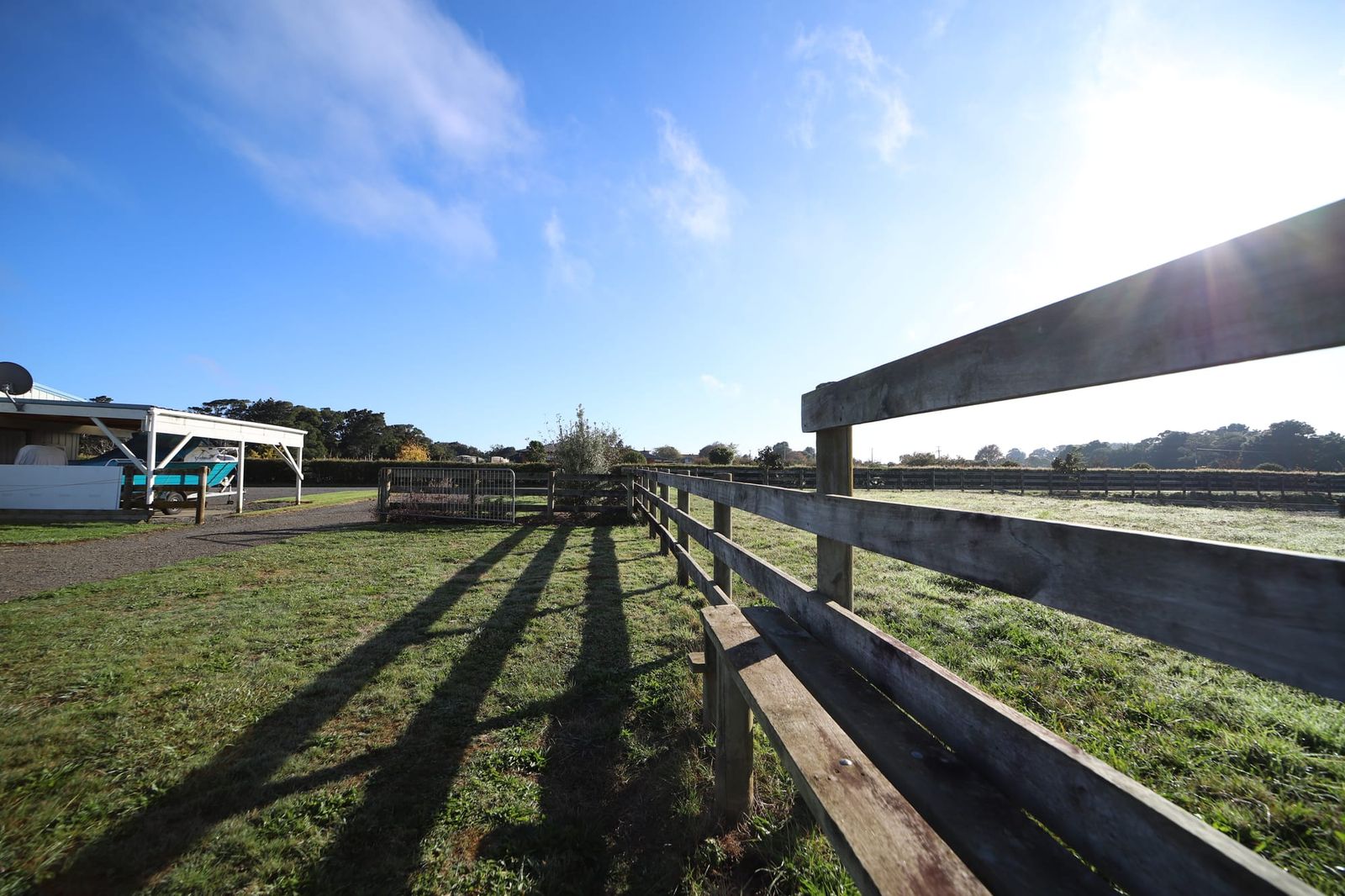 Farm fence shadows
