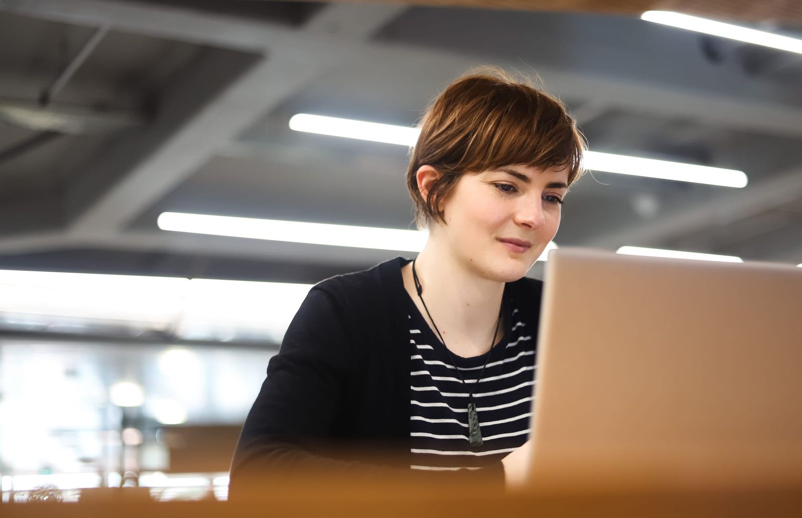 Focused work on laptop