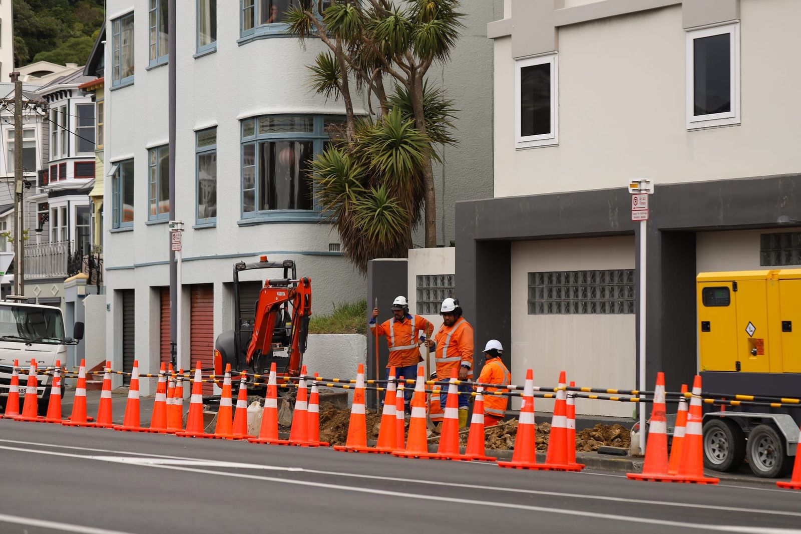 Road construction workers in uniform