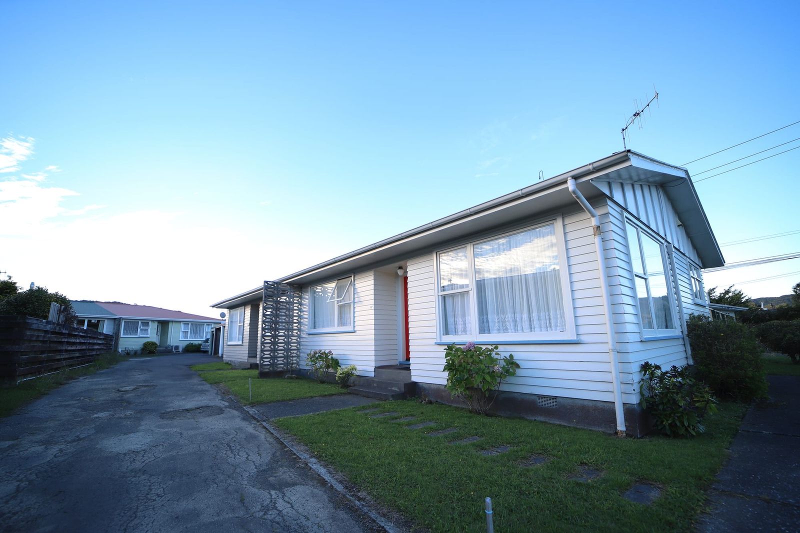 White weatherboard house exterior