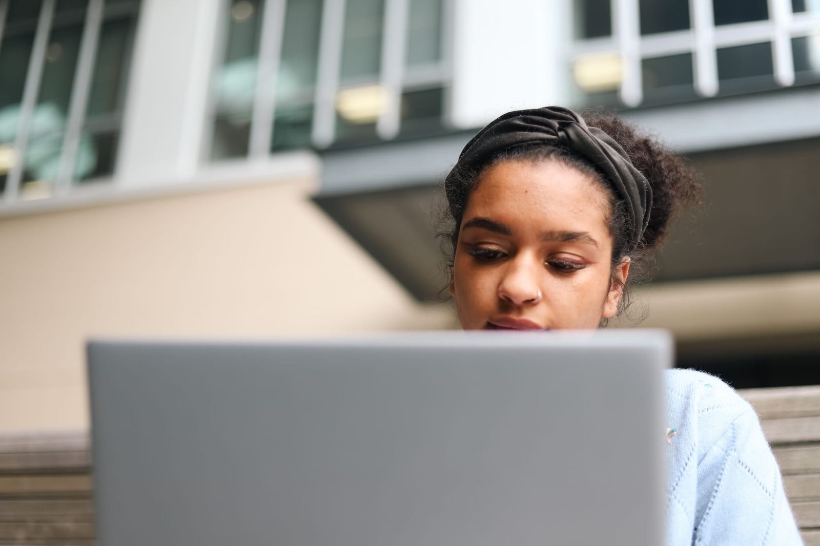 Woman working on laptop