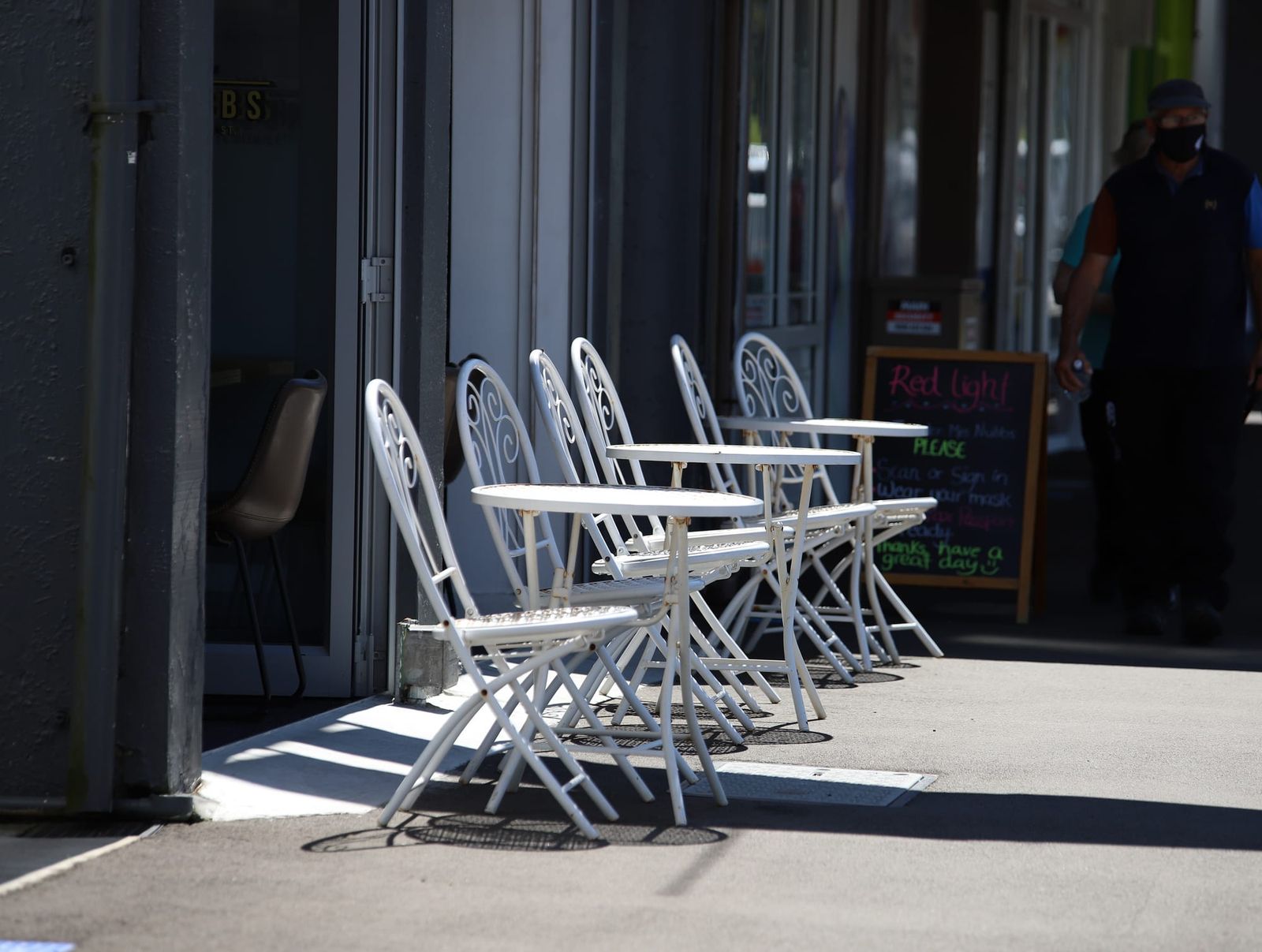 Chairs and tables on the sidewalk, Foxton