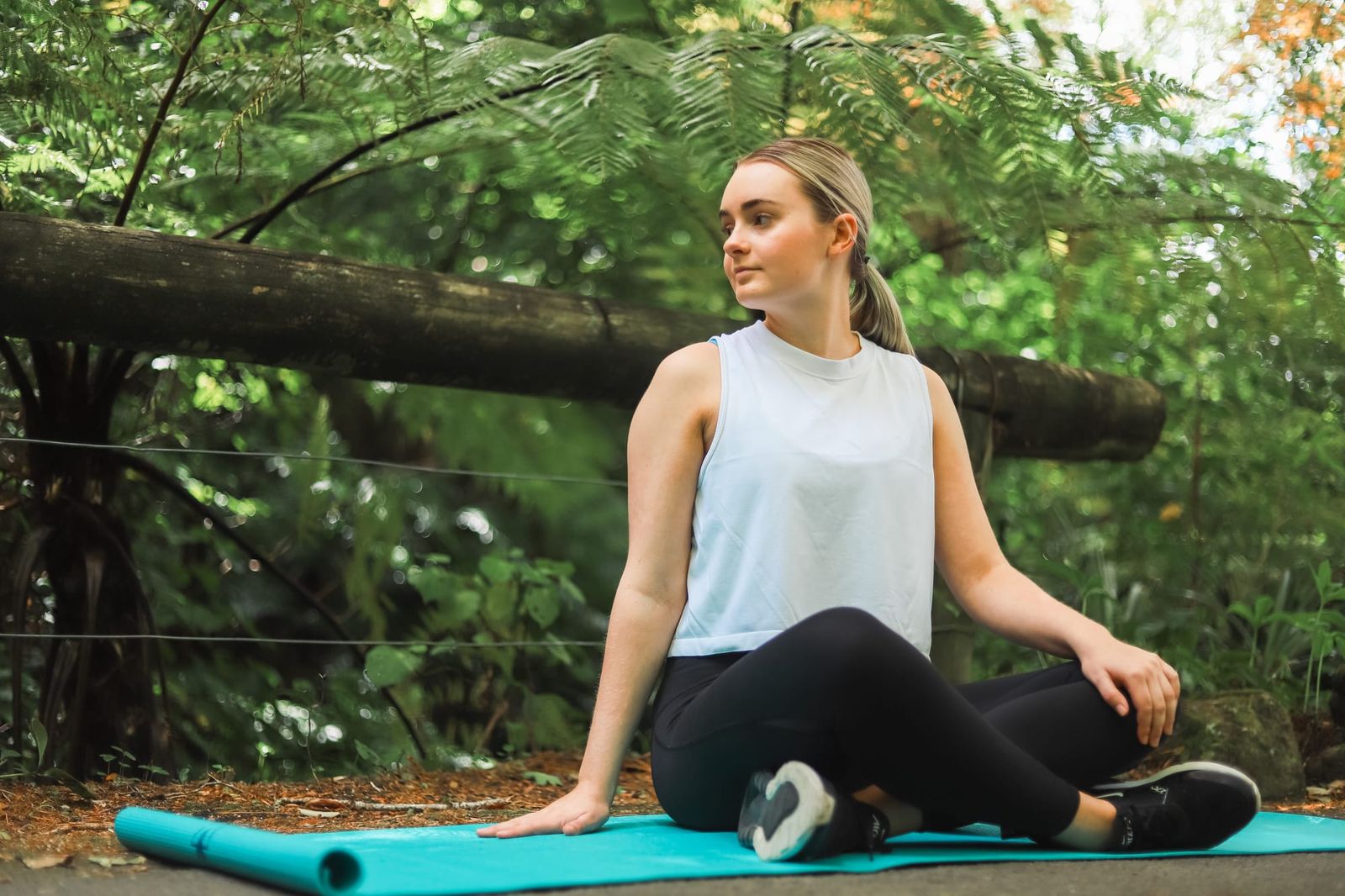 Girl on the yoga mat