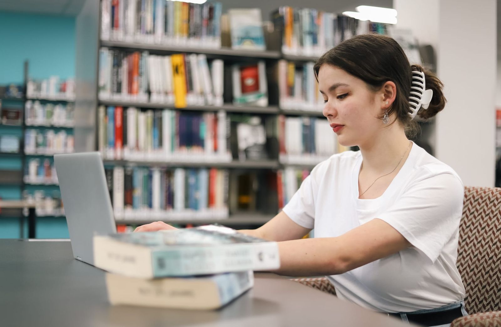 Girl working with laptop