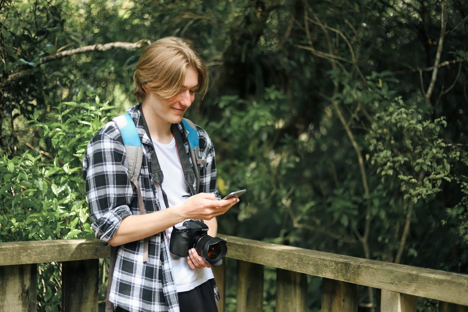 Photographer in the forest