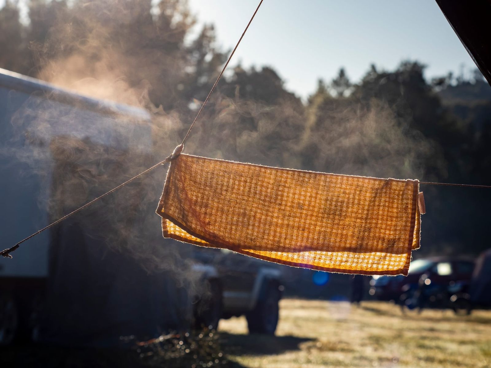 Teatowel camping cold steam