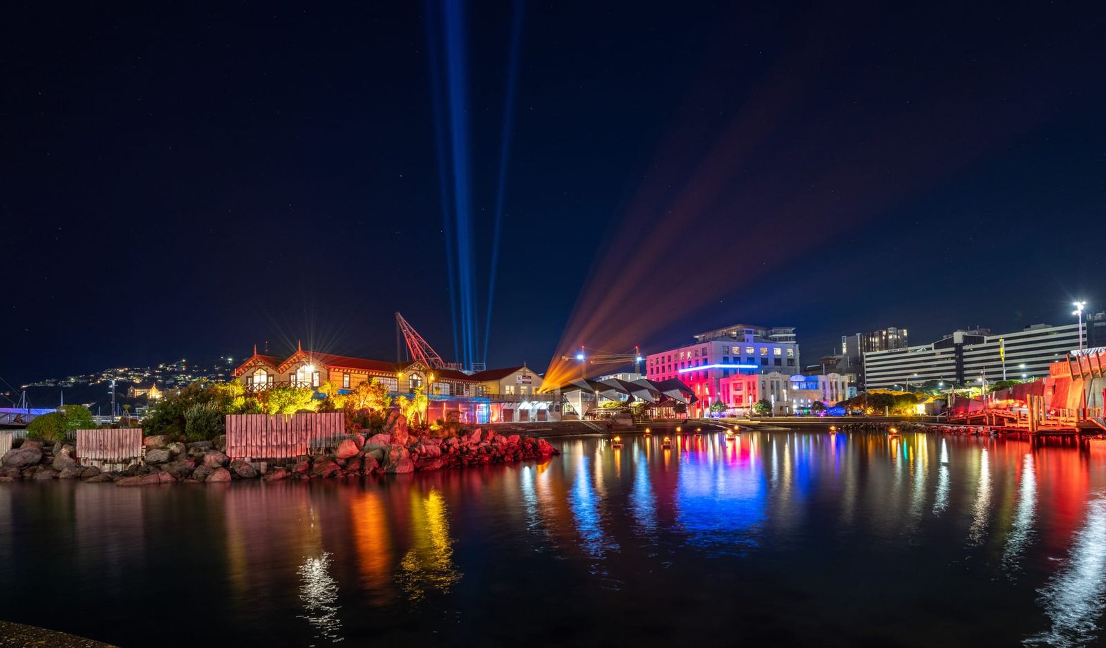 Bright night lights at the Lagoon