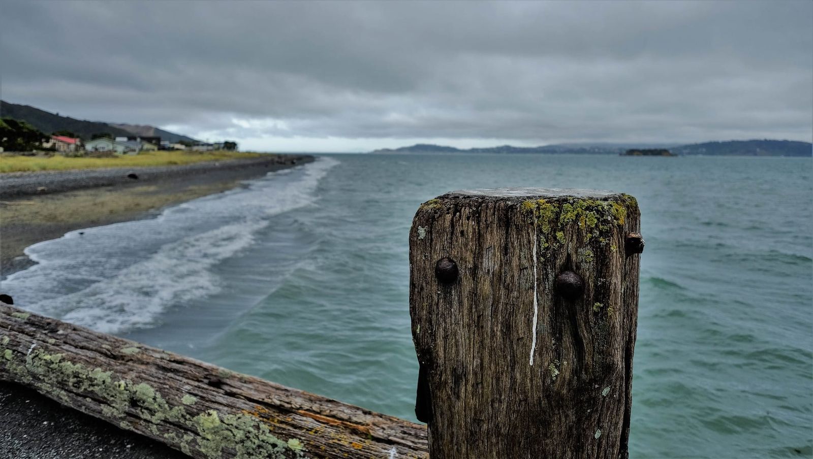 Coastal post with moss