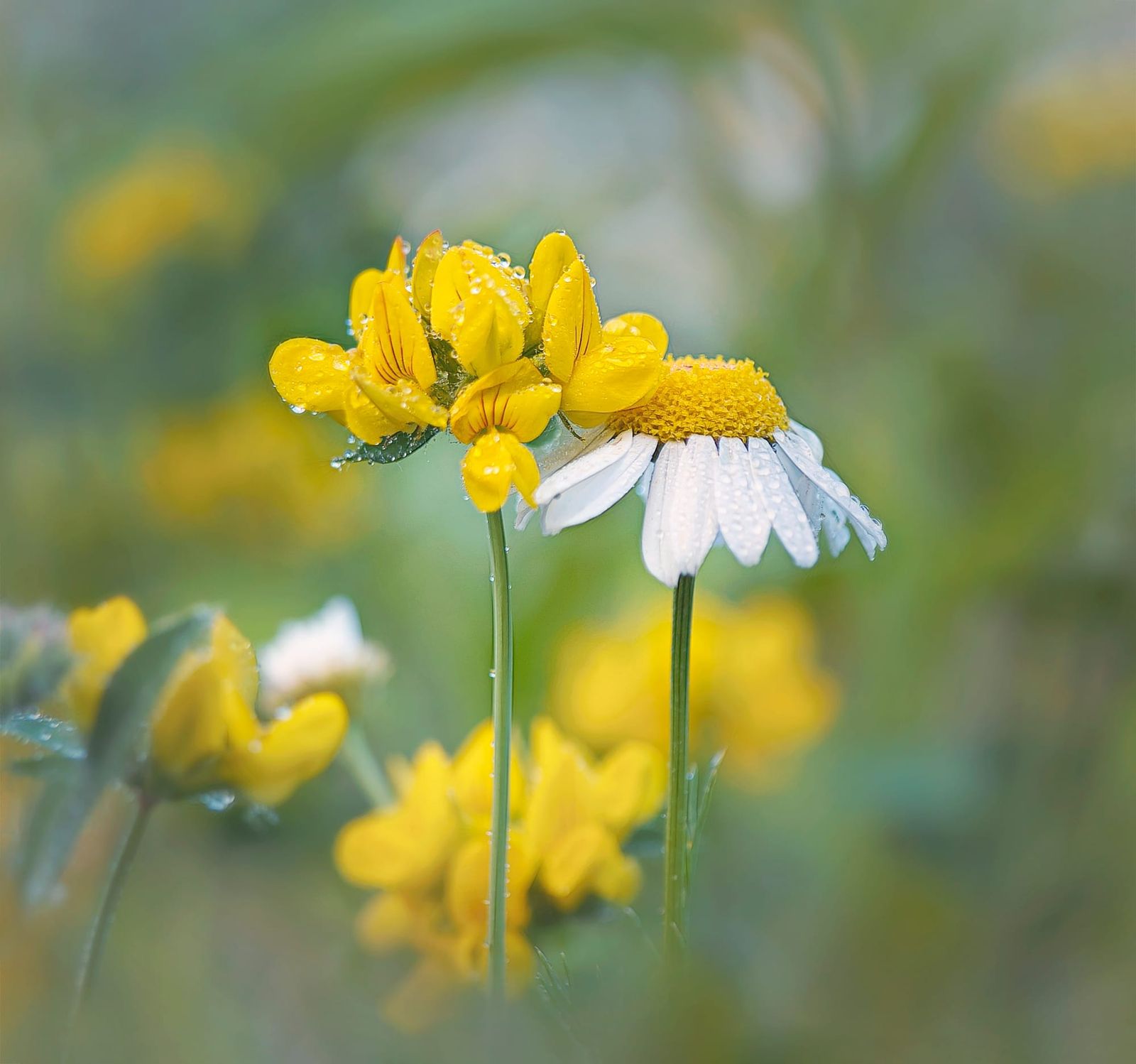 Dew-covered flowers