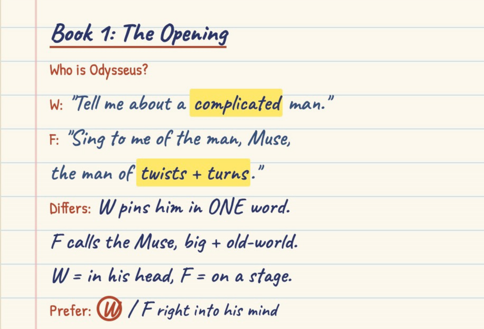 Example notes for The Odyssey Parallel Read