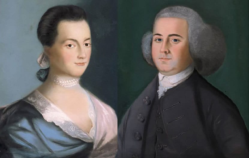Portraits of John and Abigail Adams, c. 1766, pastel on paper by American artist Benjamin Blyth (1746–1811).