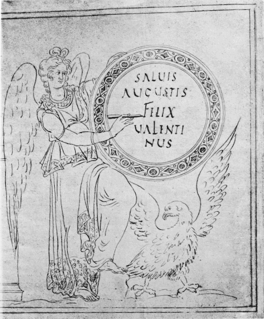 Frontispiece-style illustration from the Chronography of 354, often reproduced in discussions of late Roman Christian calendrical material.
