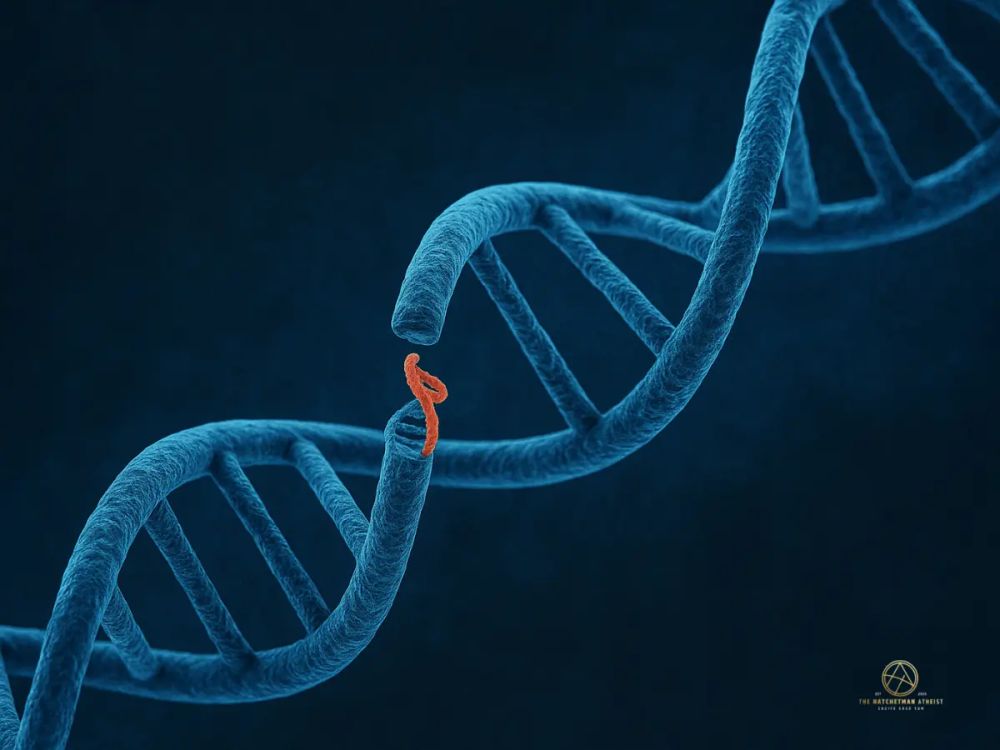 AI-generated illustration of a DNA double helix strand, shown as a twisting ladder-like structure.
