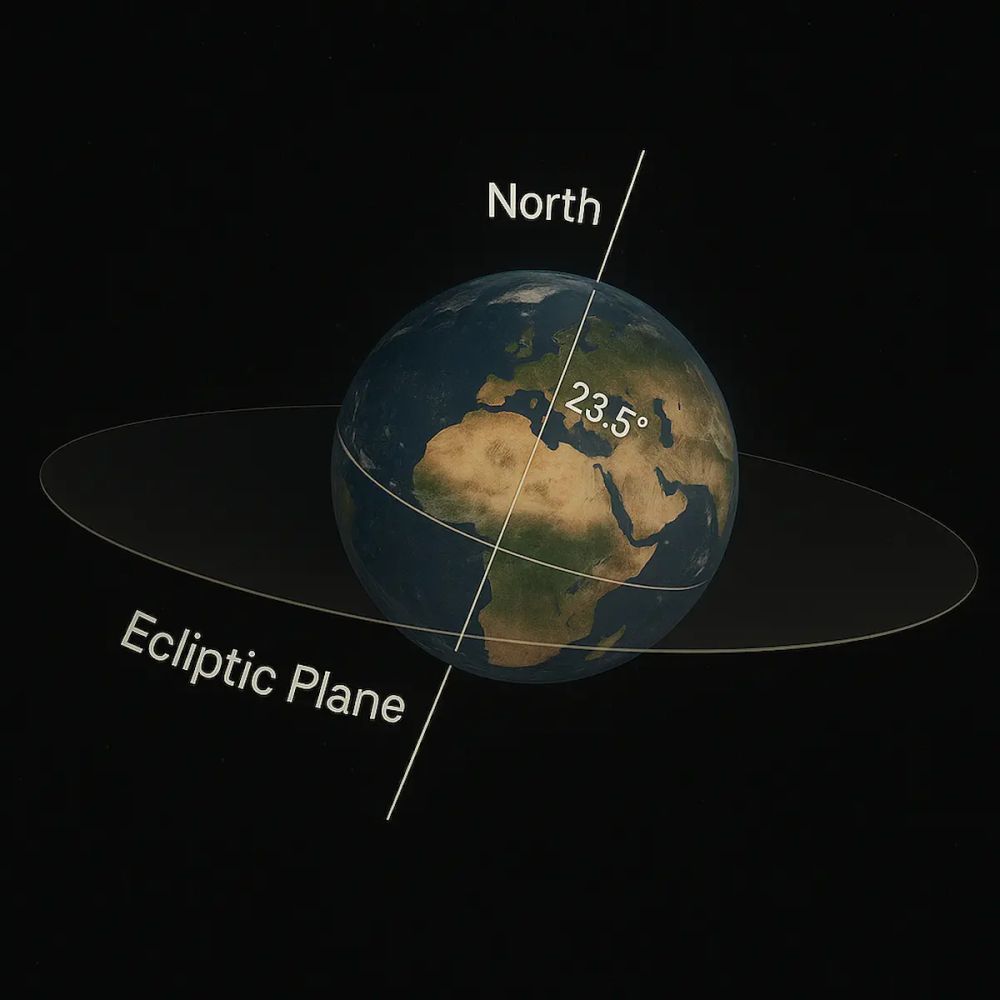 Earth’s axial tilt relative to the ecliptic