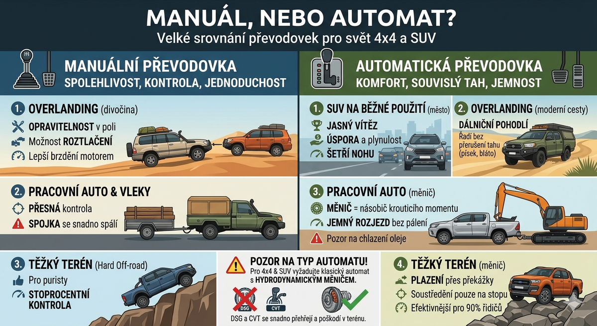 Manuál, nebo automat? Velké srovnání převodovek pro svět 4x4 a SUV