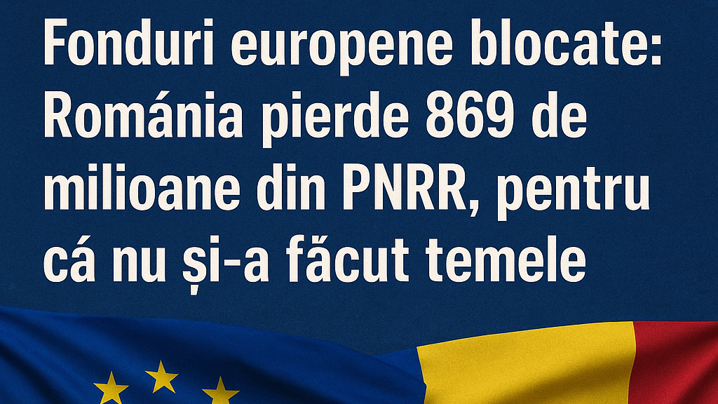 Fonduri europene blocate: România pierde 869 de milioane din PNRR, pentru că nu și-a făcut temele