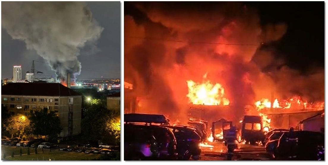 Incendiu puternic în Timișoara: hală industrială mistuită de flăcări pe 1.500 mp - Video