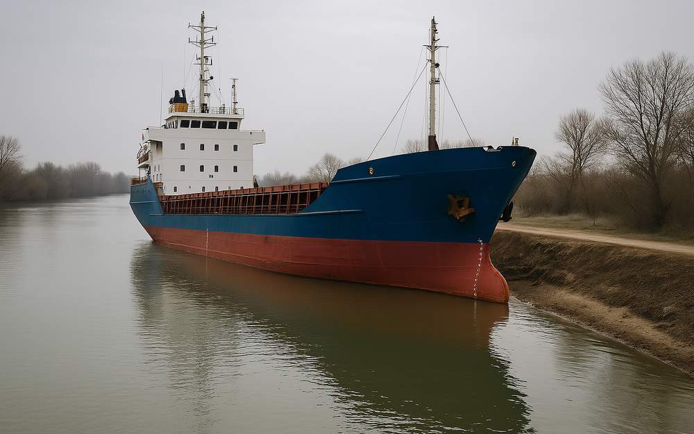 O navă sub pavilion străin a eșuat pe Canalul Sulina din cauza unei defecțiuni tehnice imagine postare