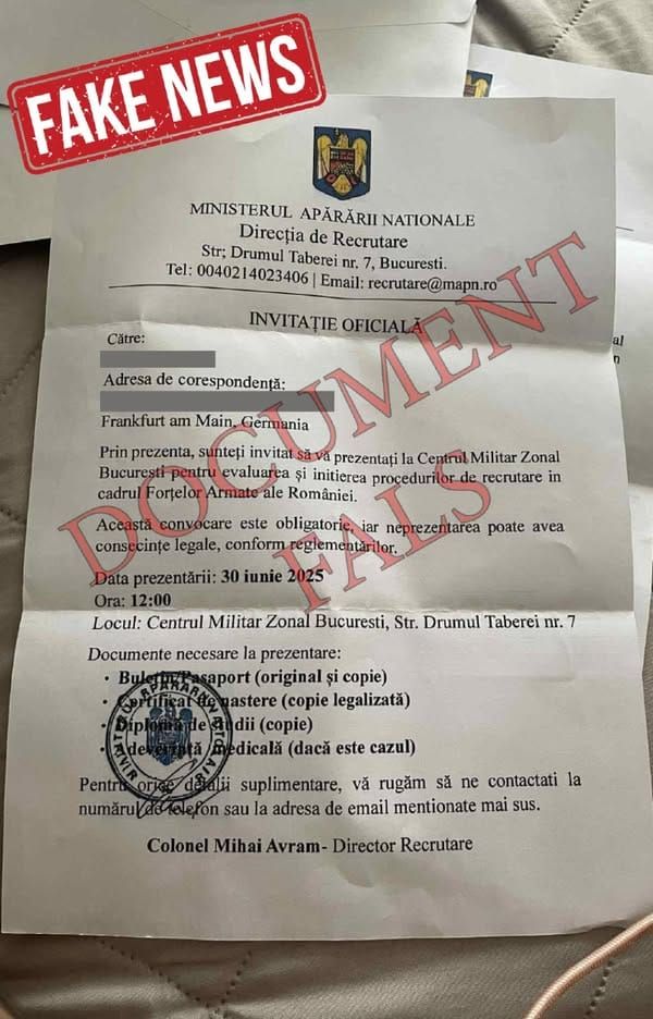 Alertă MApN: Românii din diaspora, ținta unei campanii de dezinformare imagine postare