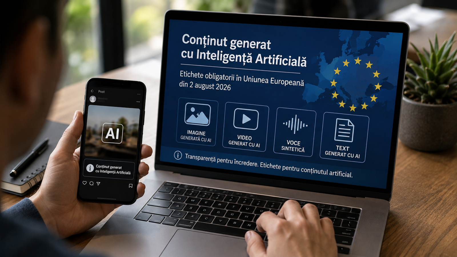Imagine reală sau creație AI? Uniunea Europeană introduce etichete obligatorii pentru conținutul artificial imagine postare