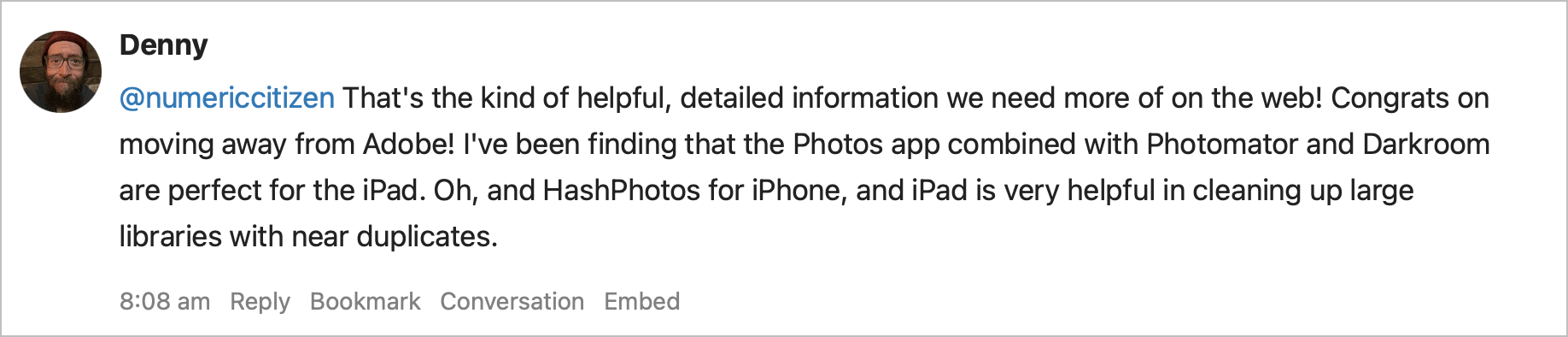 A comment from a reader on one of my article. Priceless.