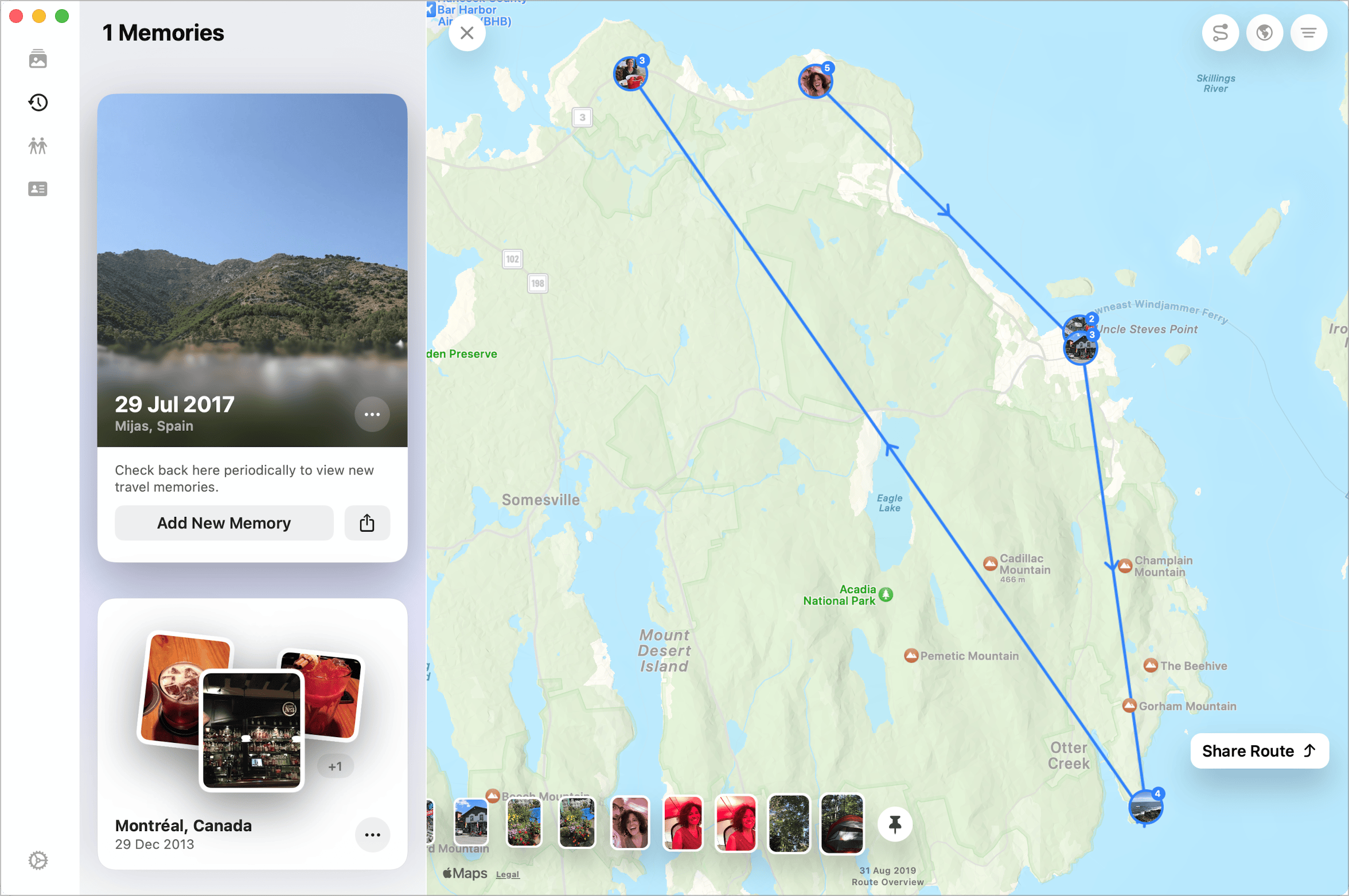 The Globetrotter app in action shows some of my photos.