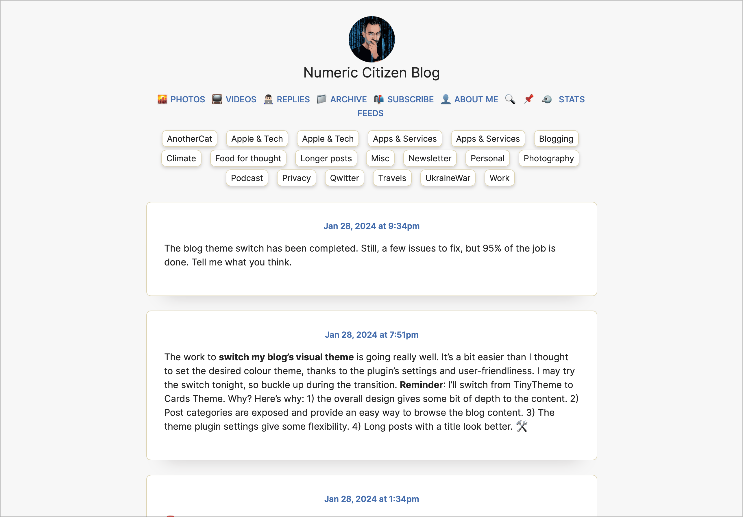 A new look for my blog. It’s still a work-in-progress as there are some issues with the CSS and the visual theme. It should be fixed soon.
