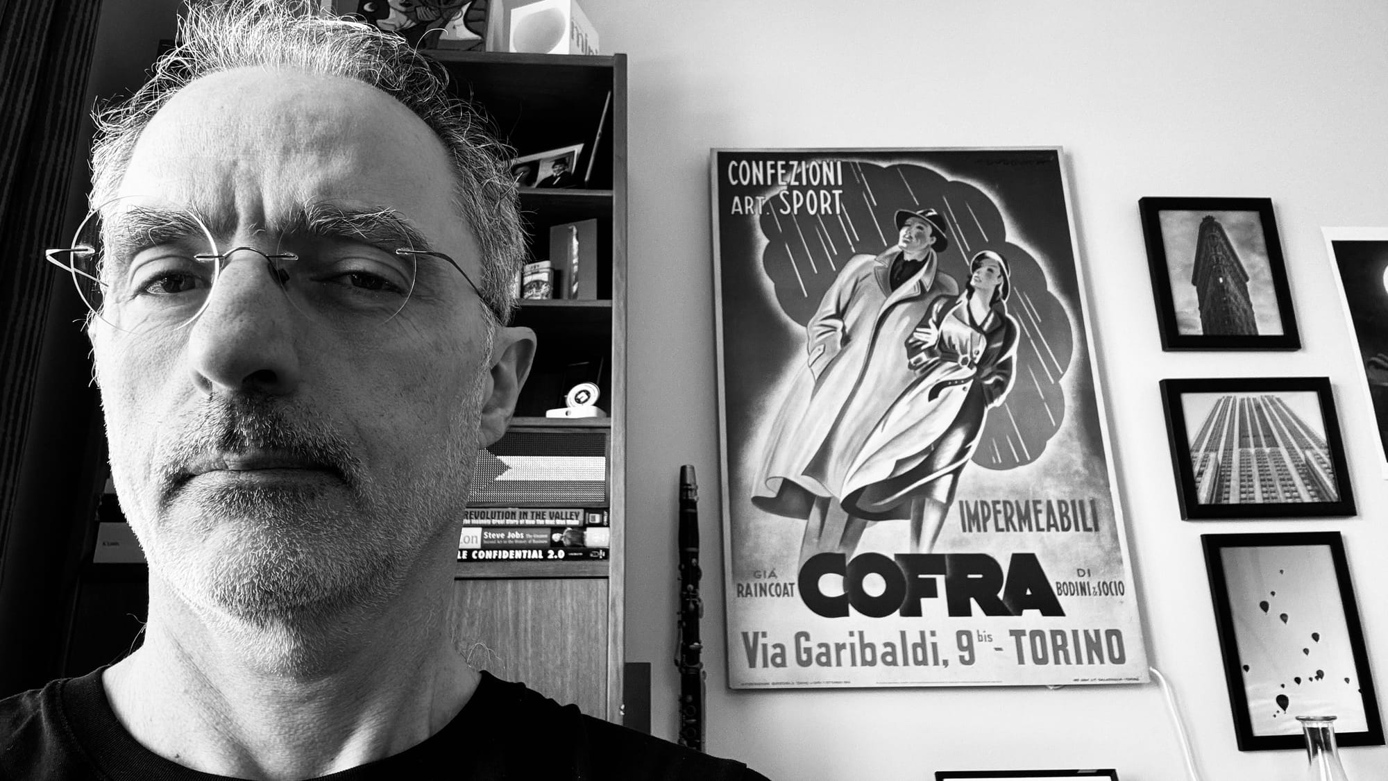 Black & white photography using my iPhone camera app set to the “Noir” mode. I know, I look too serious.
