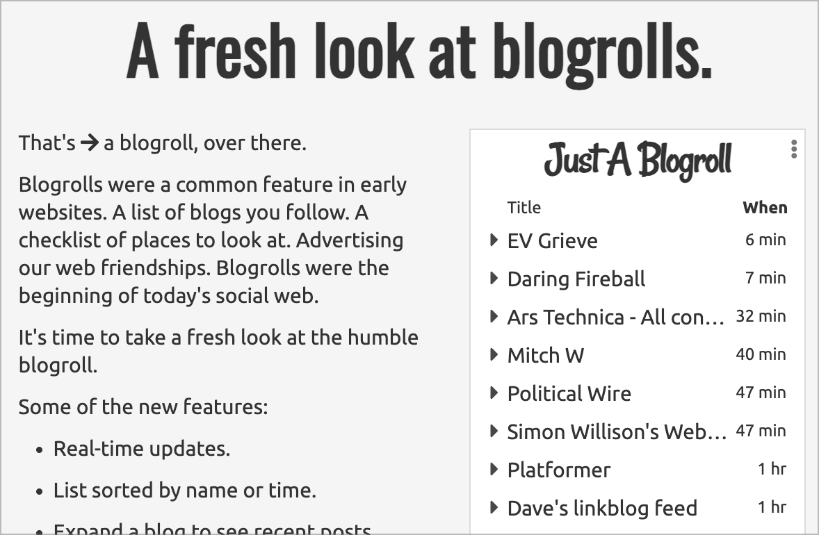 Dave Winer’s blogrolls announcement
