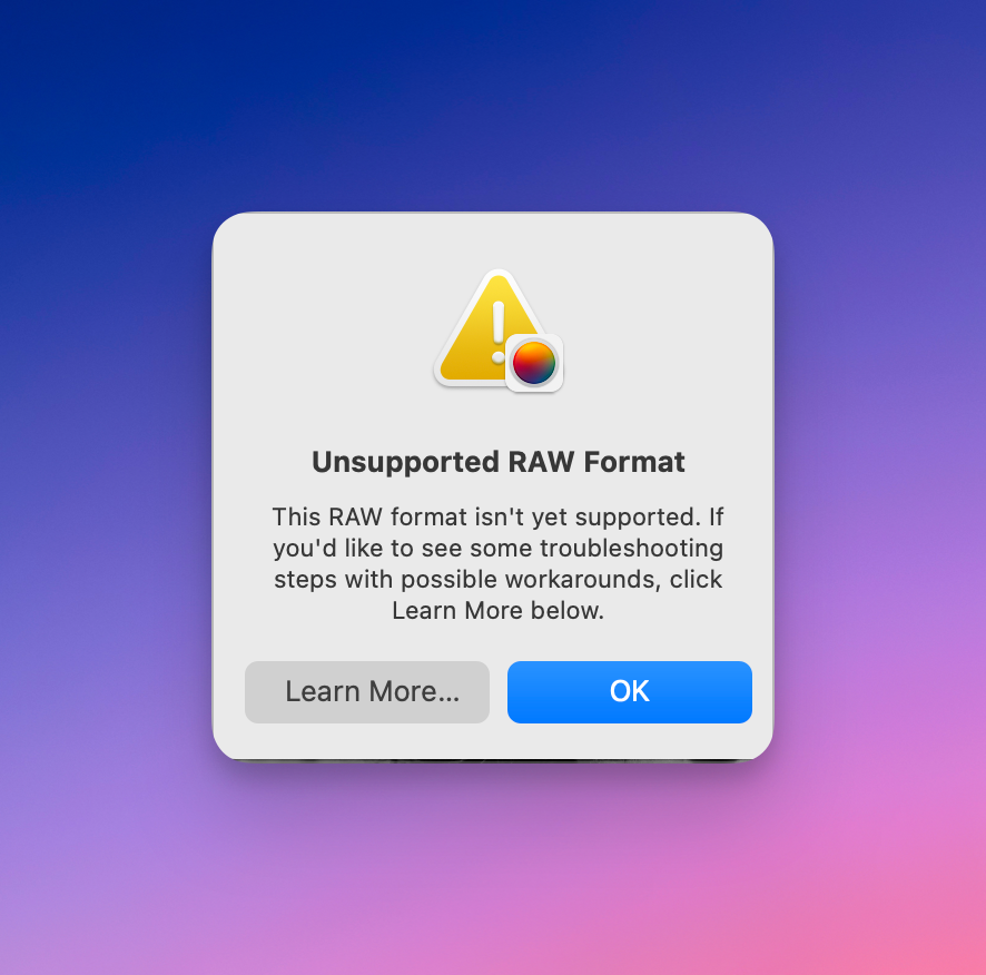 In fact, not all RAW images from the Nikon Z f are supported.