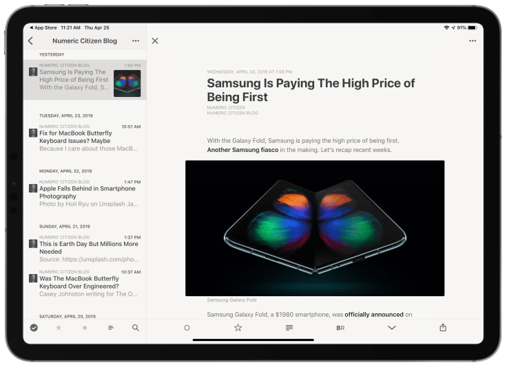 iOS version of Reeder