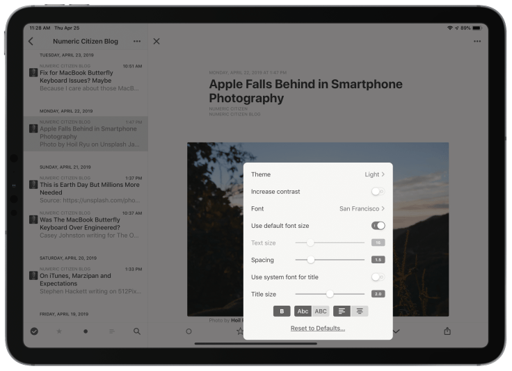 Reeder Customizations