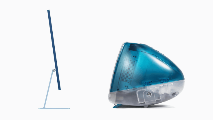 Comparing the latest iMac to the first edition.